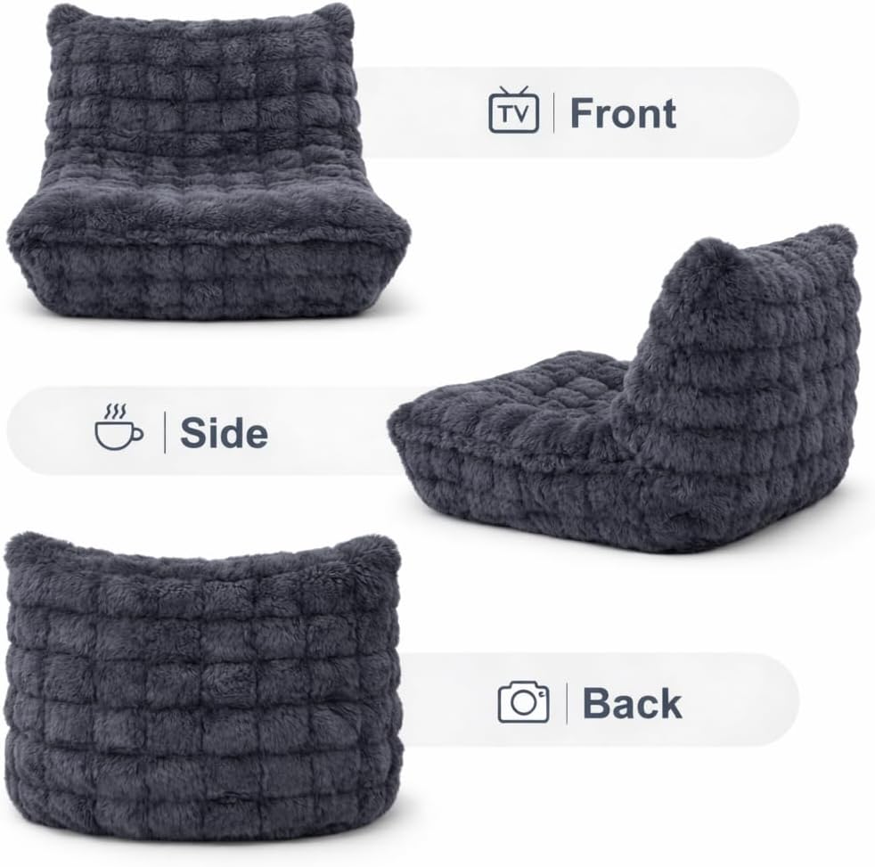 KKdema Faux Fur Bean Bag Chair - Dark Grey