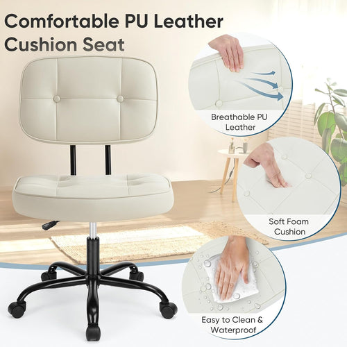 DUMOS Armless Rolling Office and Vanity Chair