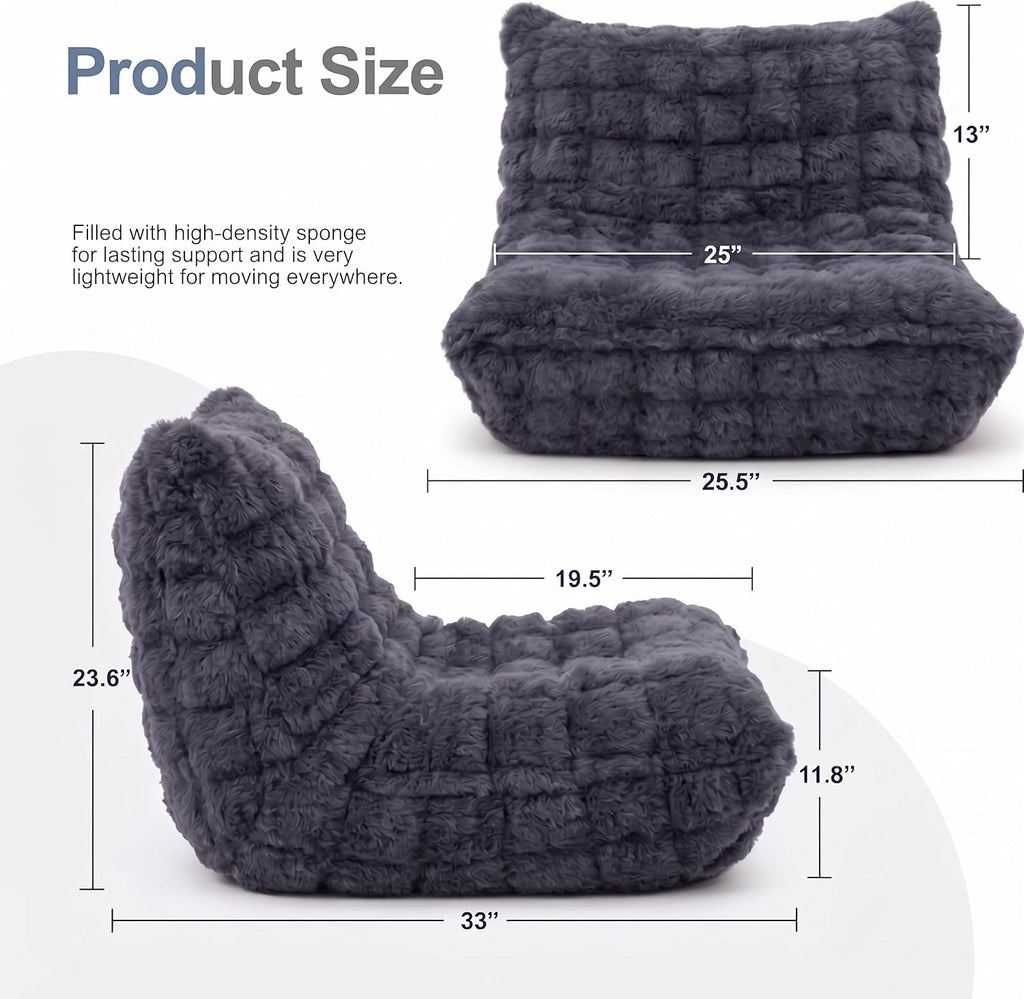 KKdema Faux Fur Bean Bag Chair - Dark Grey